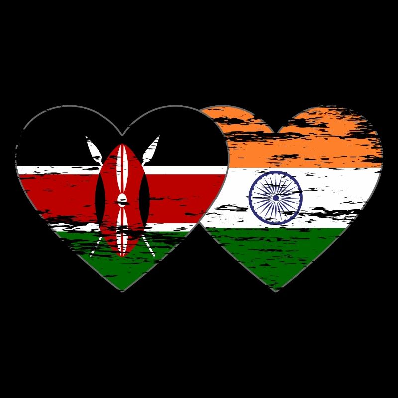 Kenya India Flag Heart Used