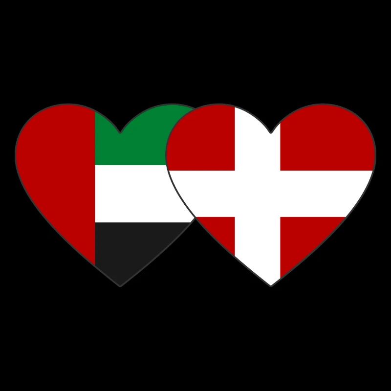 Émirats arabes unis Danemark Drapeau Coeur