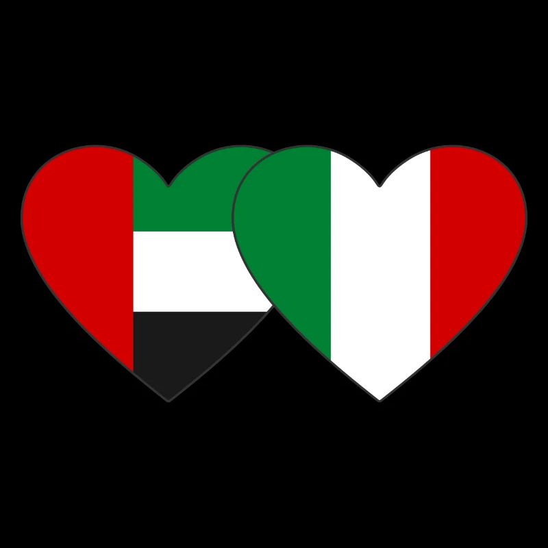 Émirats arabes unis Italie Drapeau Coeur