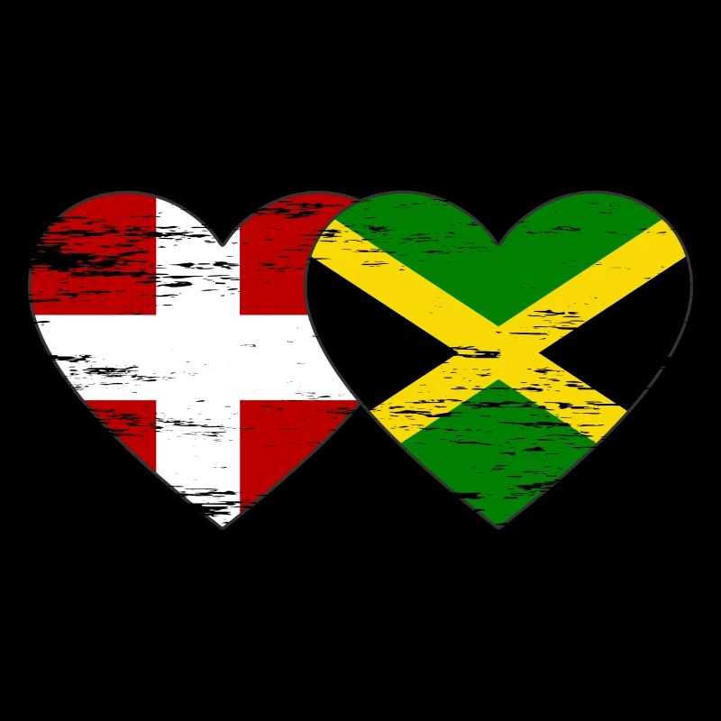 Danemark Jamaïque drapeau coeur utilisé