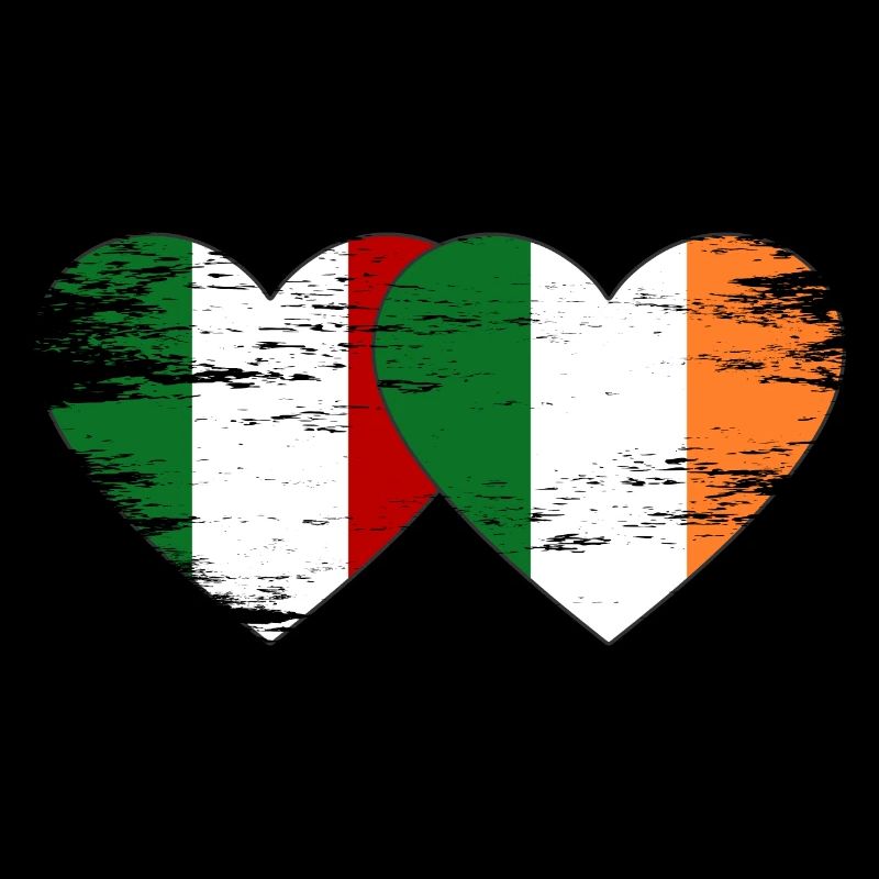 Italie Irlande drapeau coeur utilisé