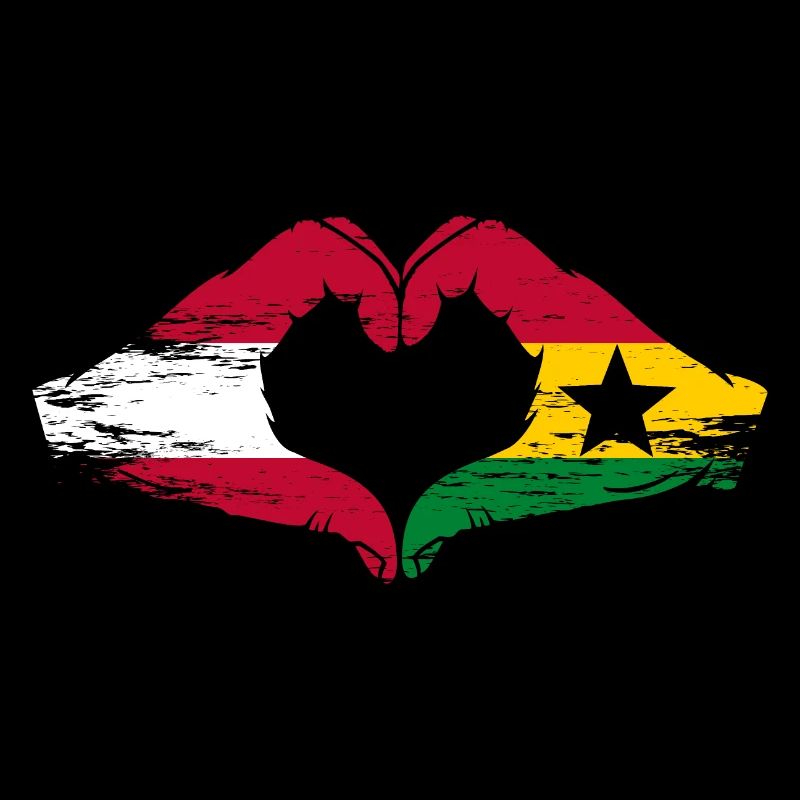 Autriche Ghana drapeau mains forme de coeur utilisé
