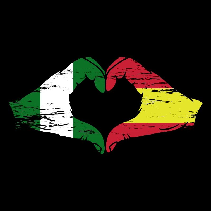 Nigeria Espagne drapeau mains forme de coeur utilisé