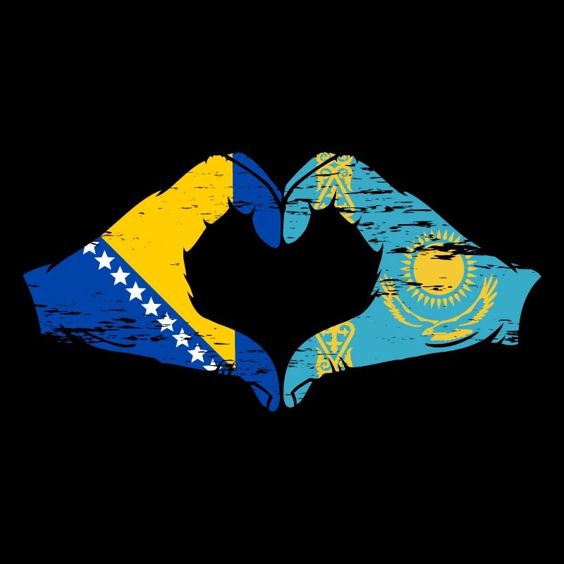 Bosnie Kazakhstan drapeau mains forme de coeur utilisé