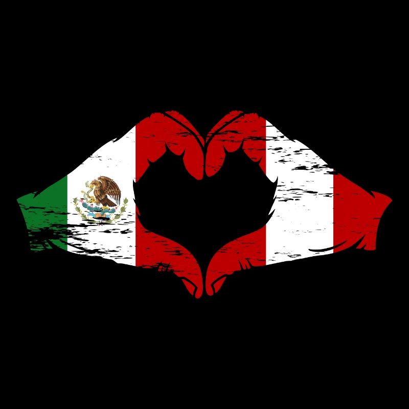 Mexico Peru Flag Hands Heart Shape Used
