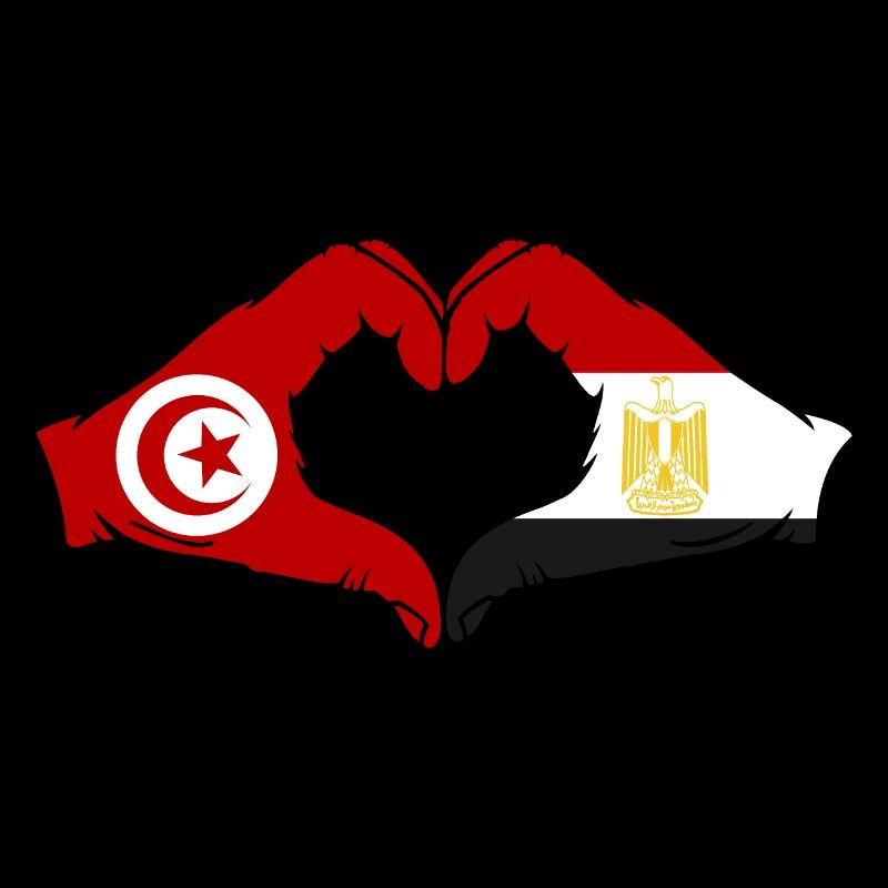 Tunisie Égypte Drapeau Mains Coeur Forme
