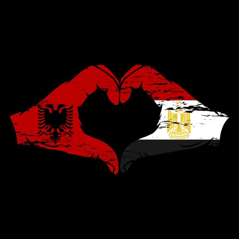 Albania Egypt Flag Hands Heart Shape Used