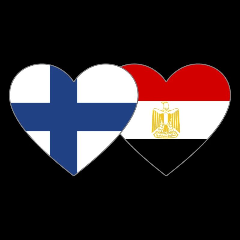 Finlande Égypte Drapeau Mains Coeur Forme