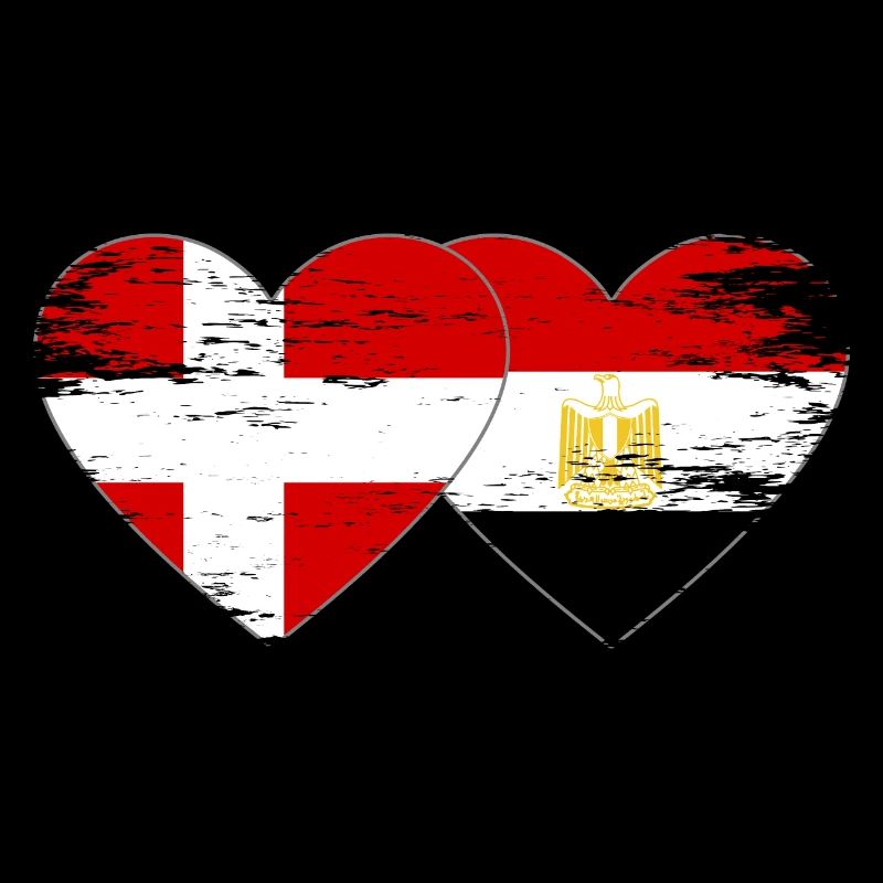 Denmark Egypt Flag Hands Heart Shape Used