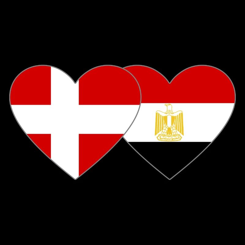 Danemark Égypte Drapeau Mains Coeur Forme