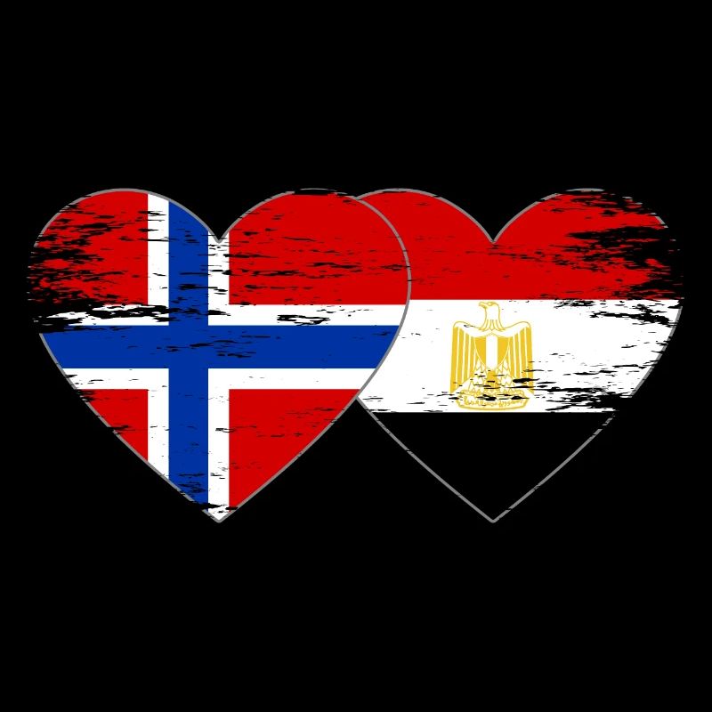 Norvège Égypte Drapeau Mains Coeur Forme Utilisé