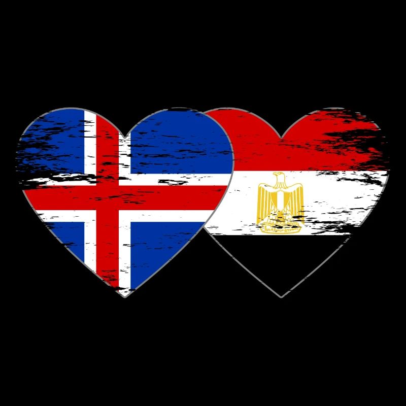 Iceland Egypt Flag Hands Heart Shape Used