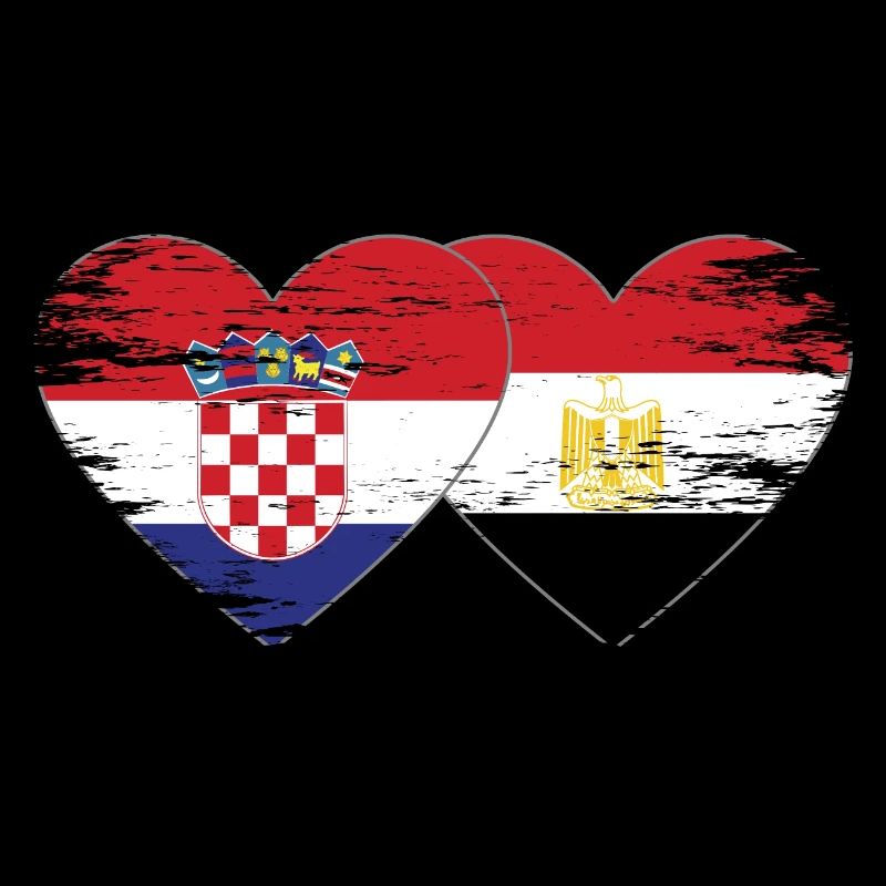 Croatia Egypt Flag Hands Heart Shape Used