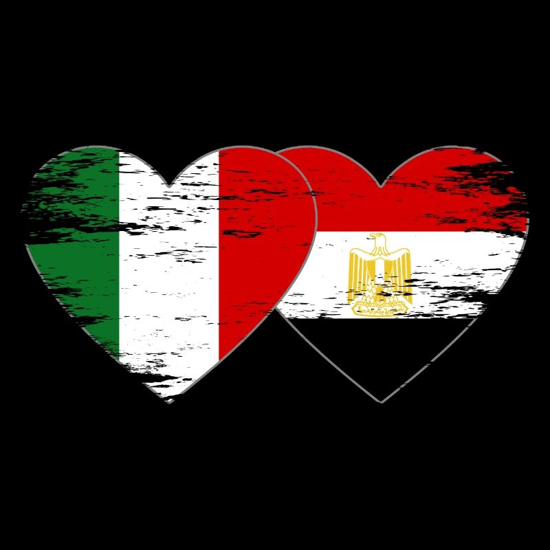 Italy Egypt Flag Hands Heart Shape Used