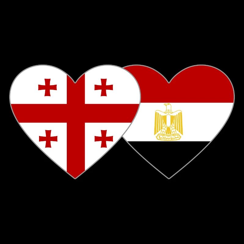 Georgia Egypt Flag Hands Heart Shape