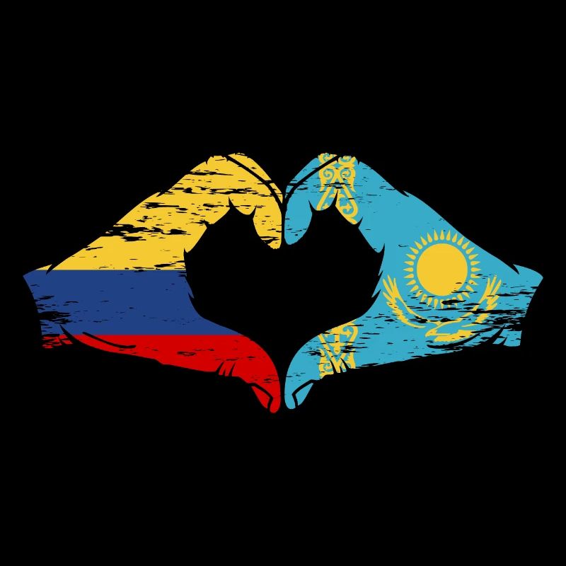 Colombie Kazakhstan drapeau mains forme de coeur utilisé