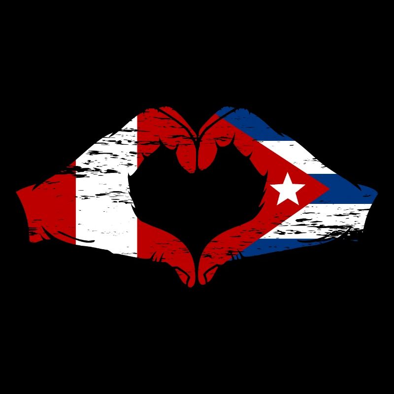 Pérou Cuba drapeau mains forme de coeur utilisé