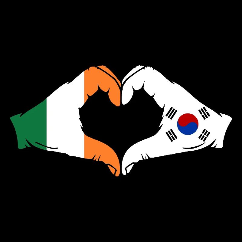 Irlande Corée du Sud Drapeau Mains Coeur Forme