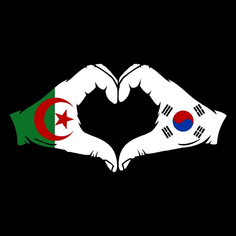 Algérie Corée du Sud Drapeau Mains Coeur Forme