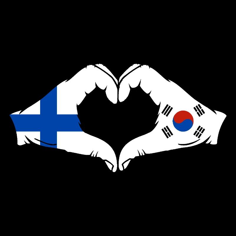 Finlande Corée du Sud Drapeau Mains Coeur Forme
