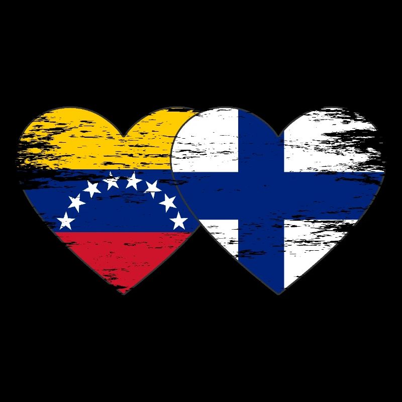 Venezuela Finlande drapeau mains forme de coeur utilisé