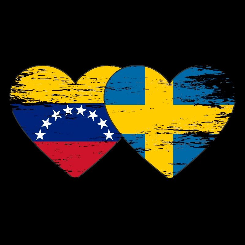 Venezuela Suède drapeau mains forme de coeur utilisé