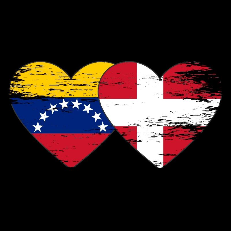 Venezuela Danemark drapeau mains forme de coeur utilisé