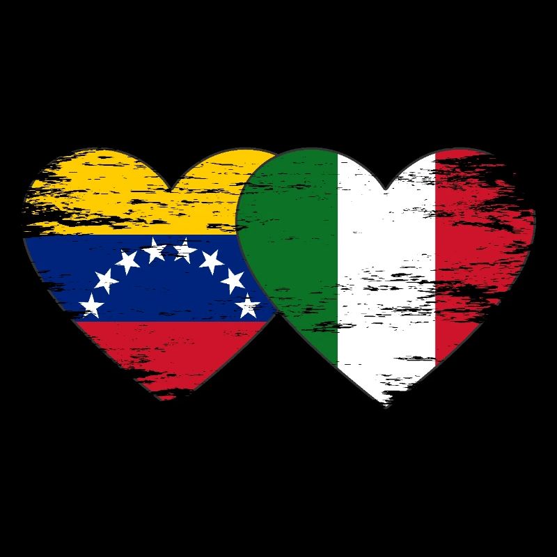 Venezuela Italy Flag Hands Heart Shape Used
