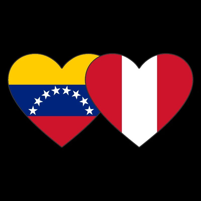 Venezuela Pérou Drapeau Mains Coeur Forme