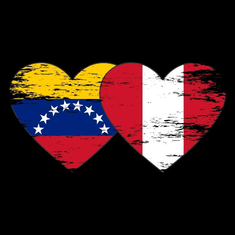 Venezuela Peru Flag Hands Heart Shape Used