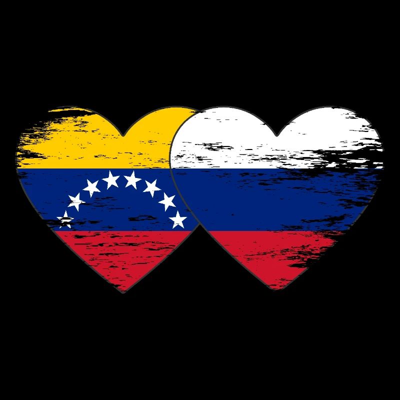 Venezuela Russie Drapeau Mains Coeur Forme Utilisé