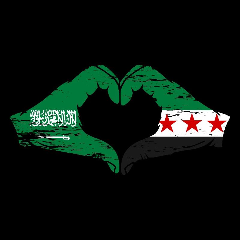 Saudi Arabia Syria Flag Hands Heart Shape Used