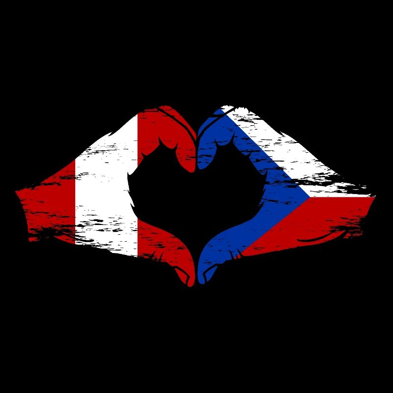 Pérou République tchèque drapeau mains forme de coeur utilisé