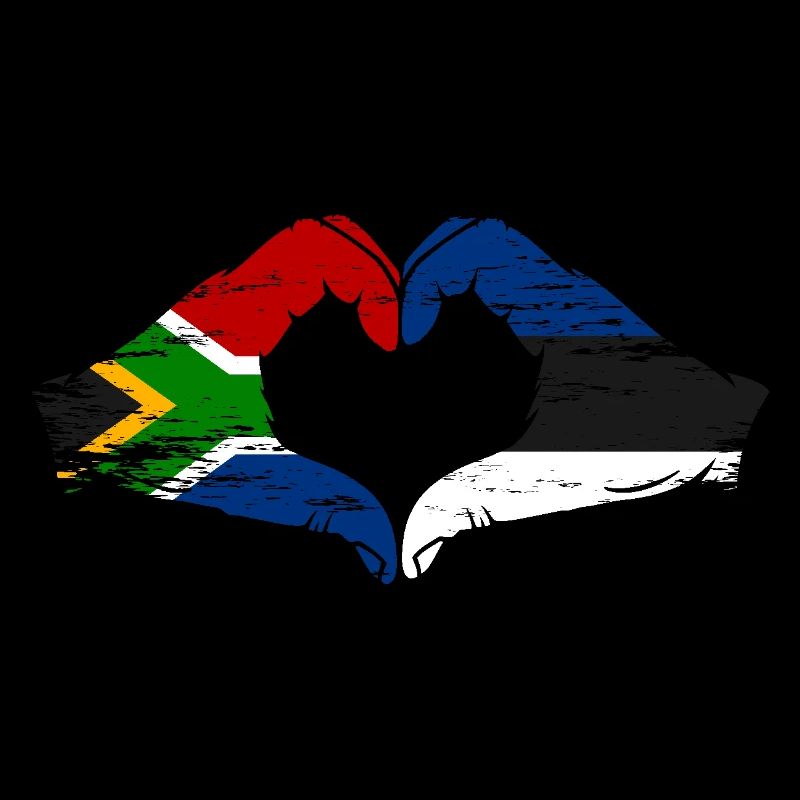 Afrique du Sud Estonie Drapeau Mains Coeur Forme Utilisé