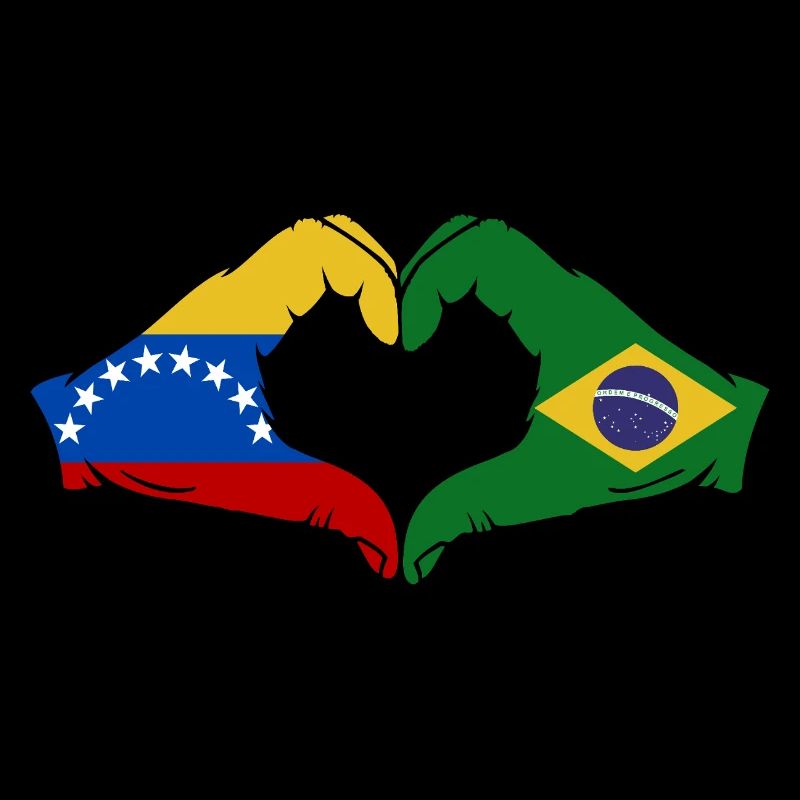 Venezuela Brésil Drapeau Mains Coeur Forme