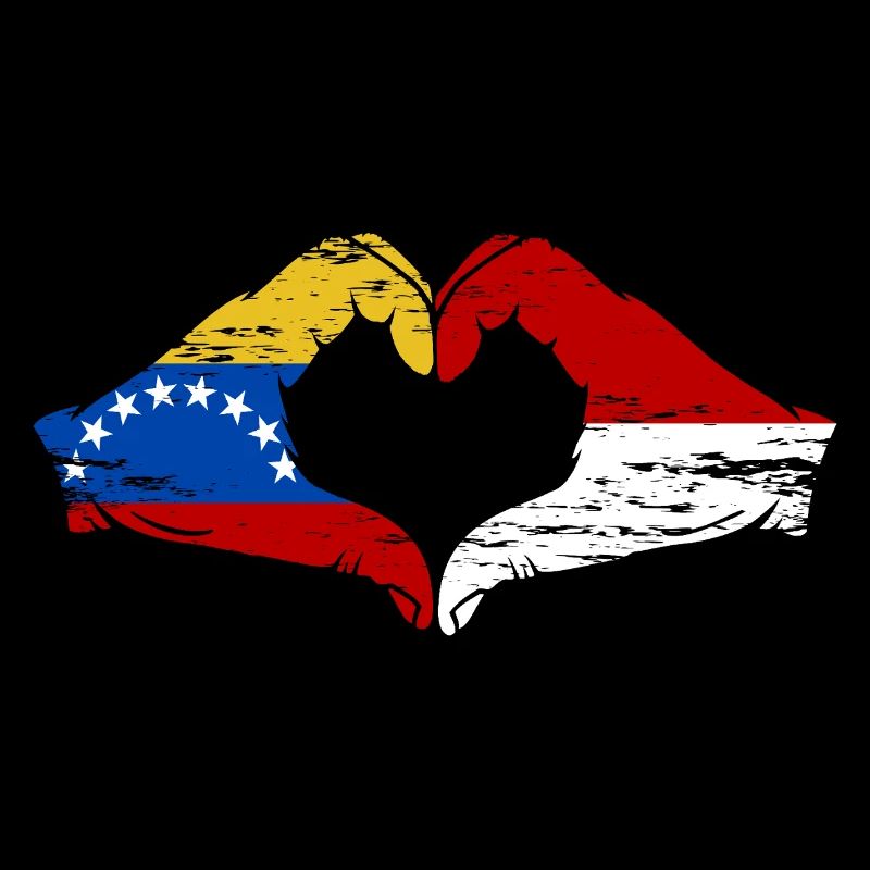 Venezuela Indonésie Drapeau Mains Coeur Forme Utilisé
