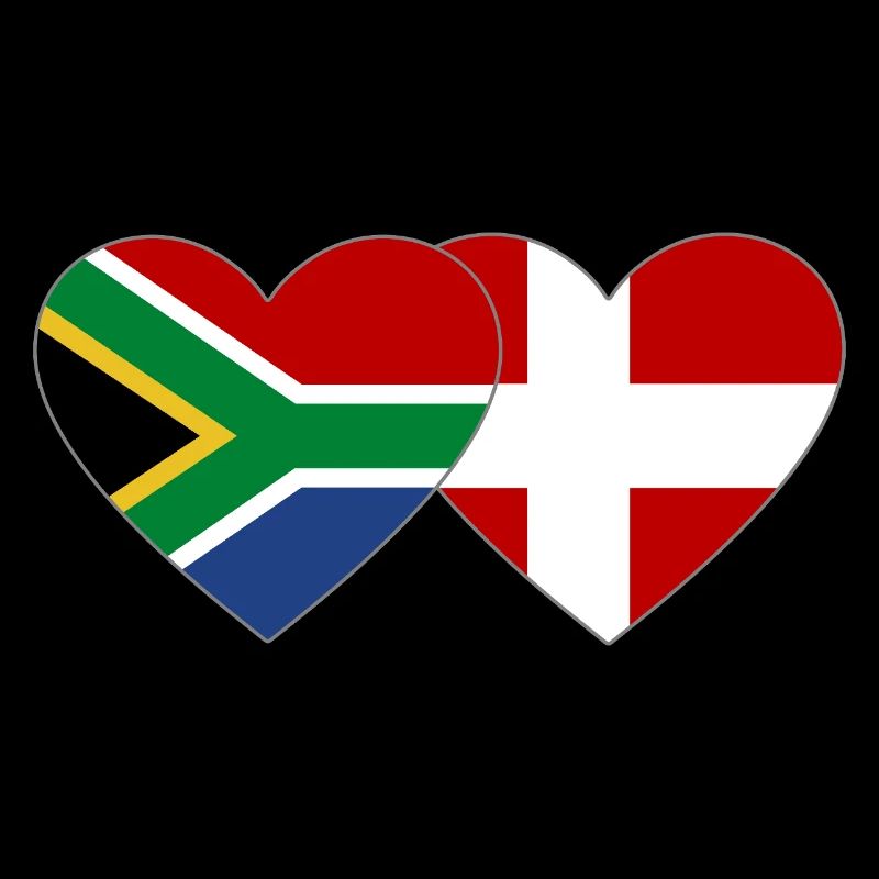 Afrique du Sud Danemark drapeau coeur forme