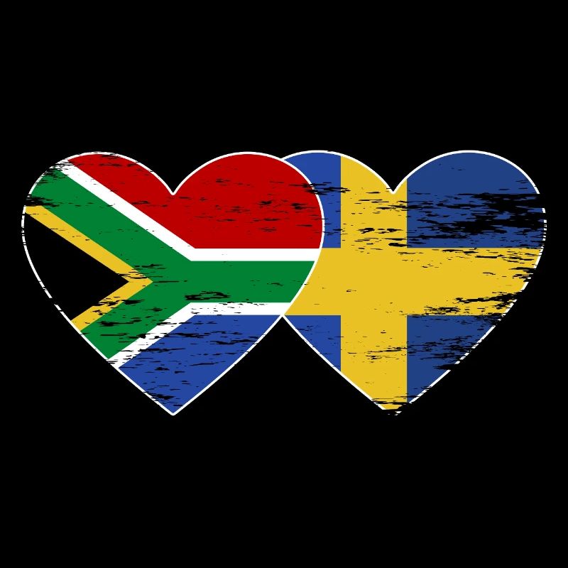Afrique du Sud Drapeau Suède forme de coeur utilisé