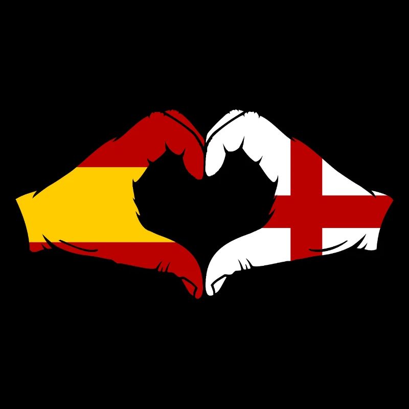 Spain England Flag Hands Heart