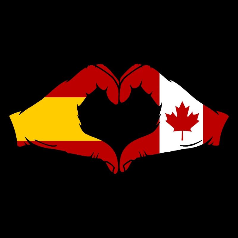 Spain Canada Flag Hands Heart