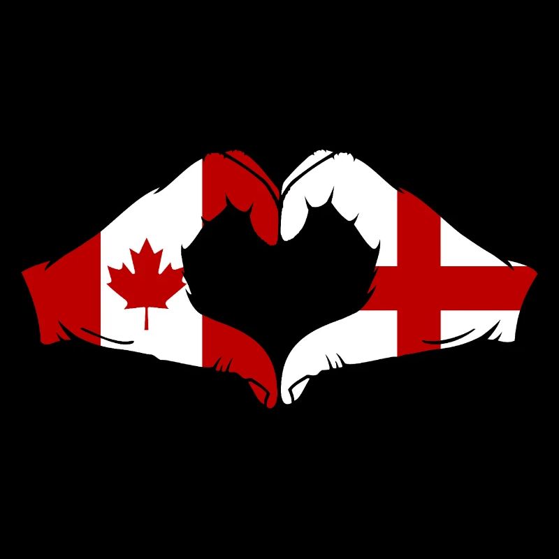 Canada Angleterre Drapeau Mains Coeur Forme
