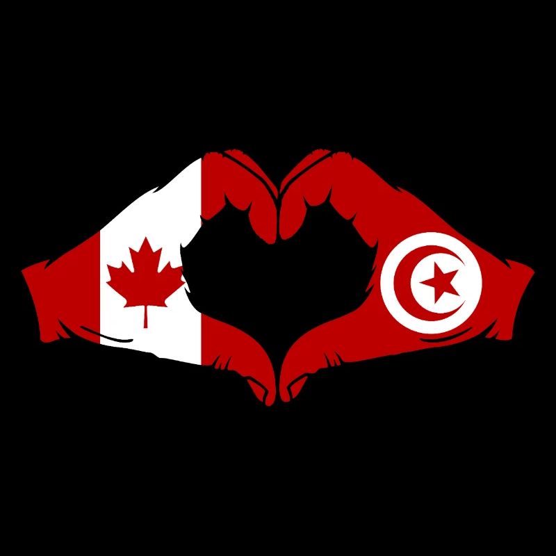 Canada Tunisie Drapeau Mains Coeur Forme