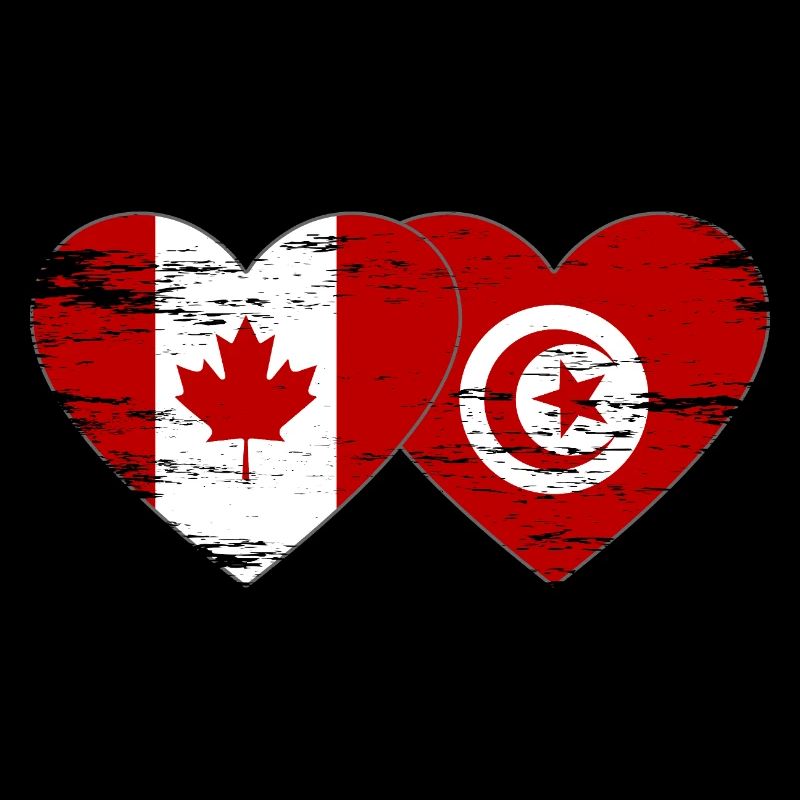 Canada Tunisia flag heart used