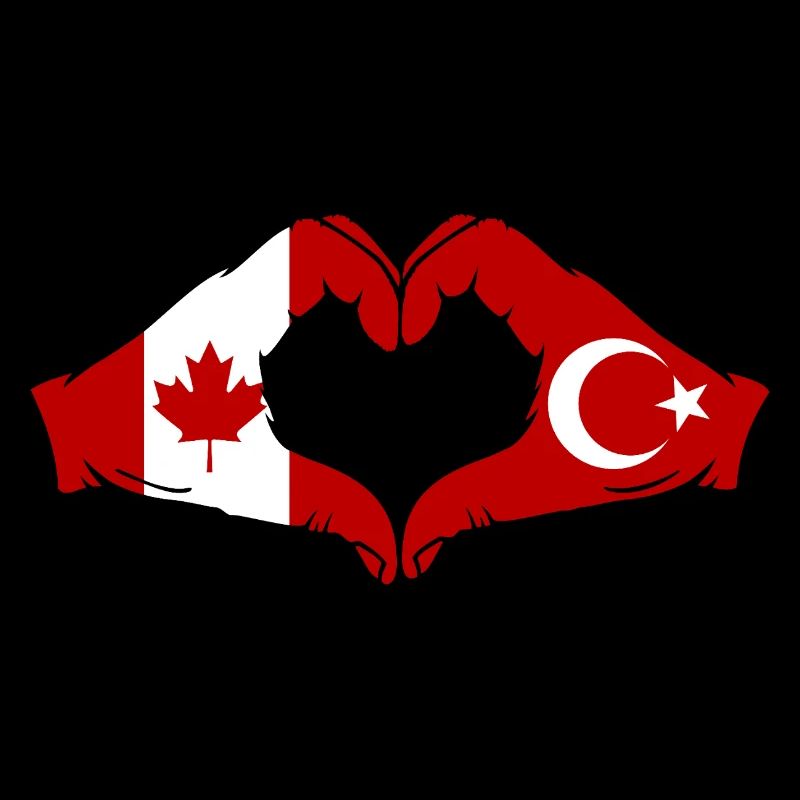 Canada Turkey Flag Hands Heart Shape