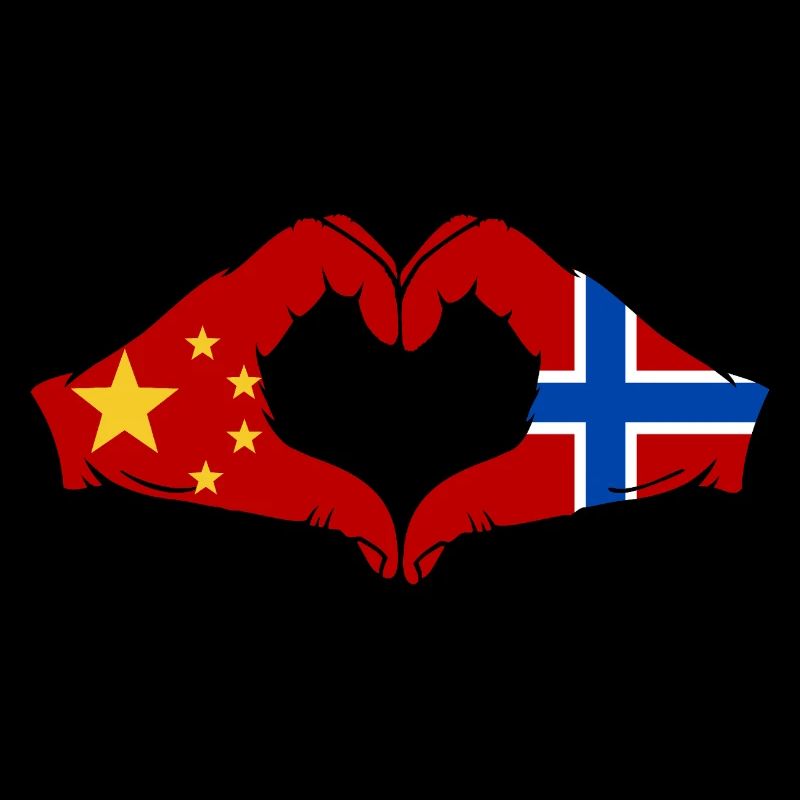 Chine Norvège Drapeau Mains Coeur Forme