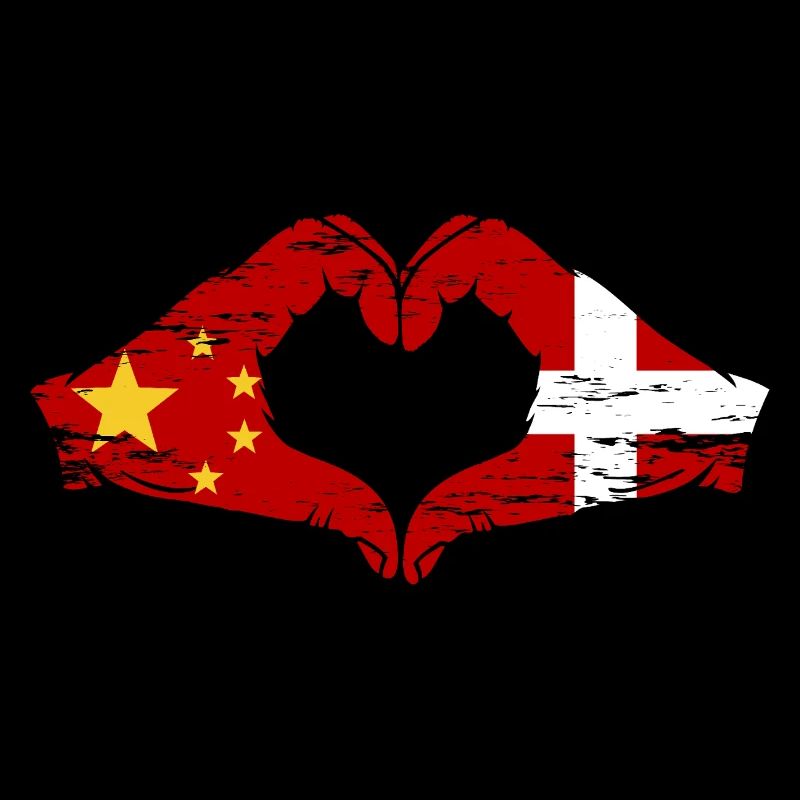 Chine Danemark drapeau mains forme de coeur utilisé