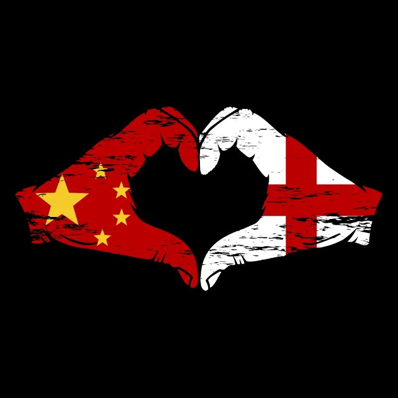 Chine Angleterre Drapeau Mains Coeur Forme Utilisé