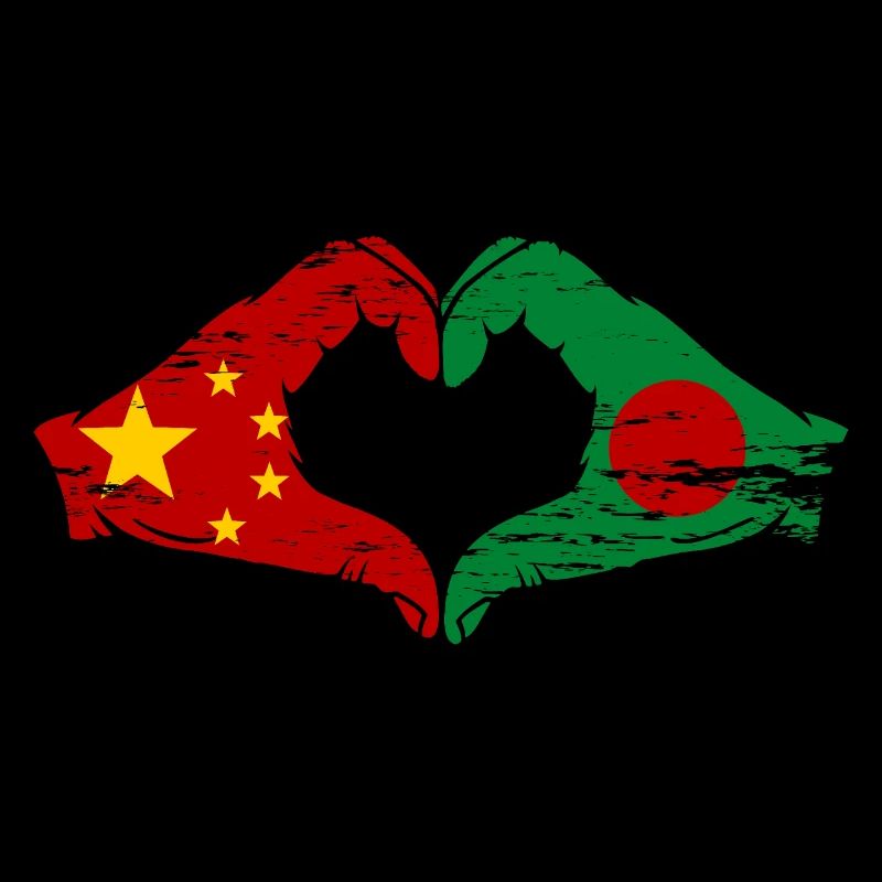 Chine Bangladesh drapeau mains forme de coeur utilisé