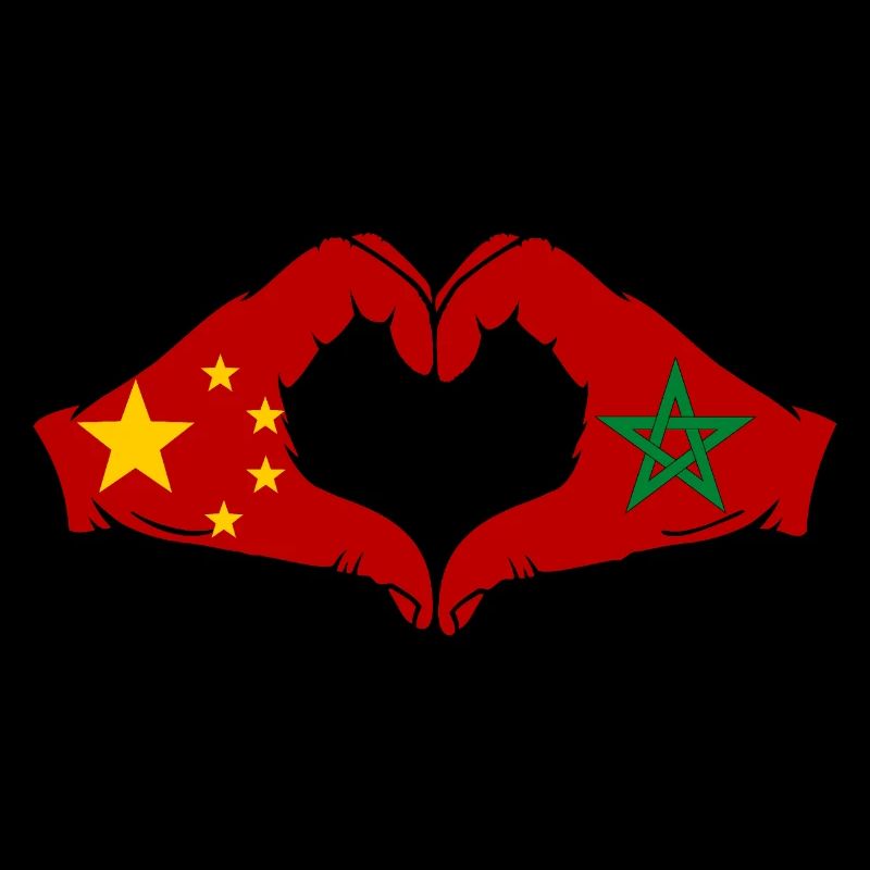 Chine Maroc Drapeau Mains Coeur Forme
