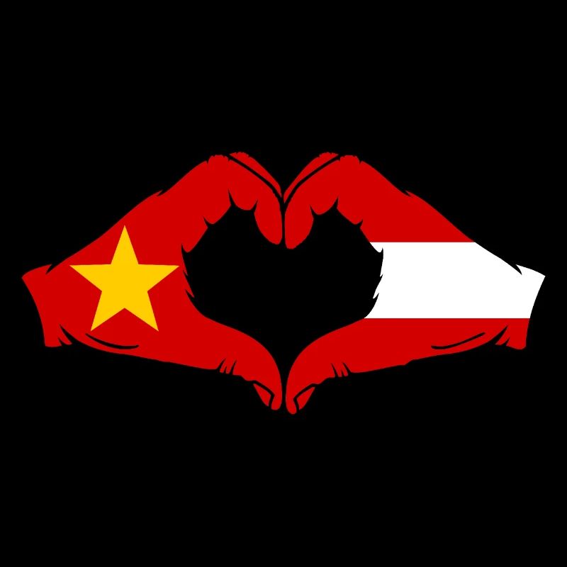 Vietnam Autriche Drapeau Mains Coeur Forme